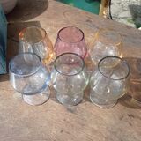 6 vintage Finelsa coloured cognac glasses