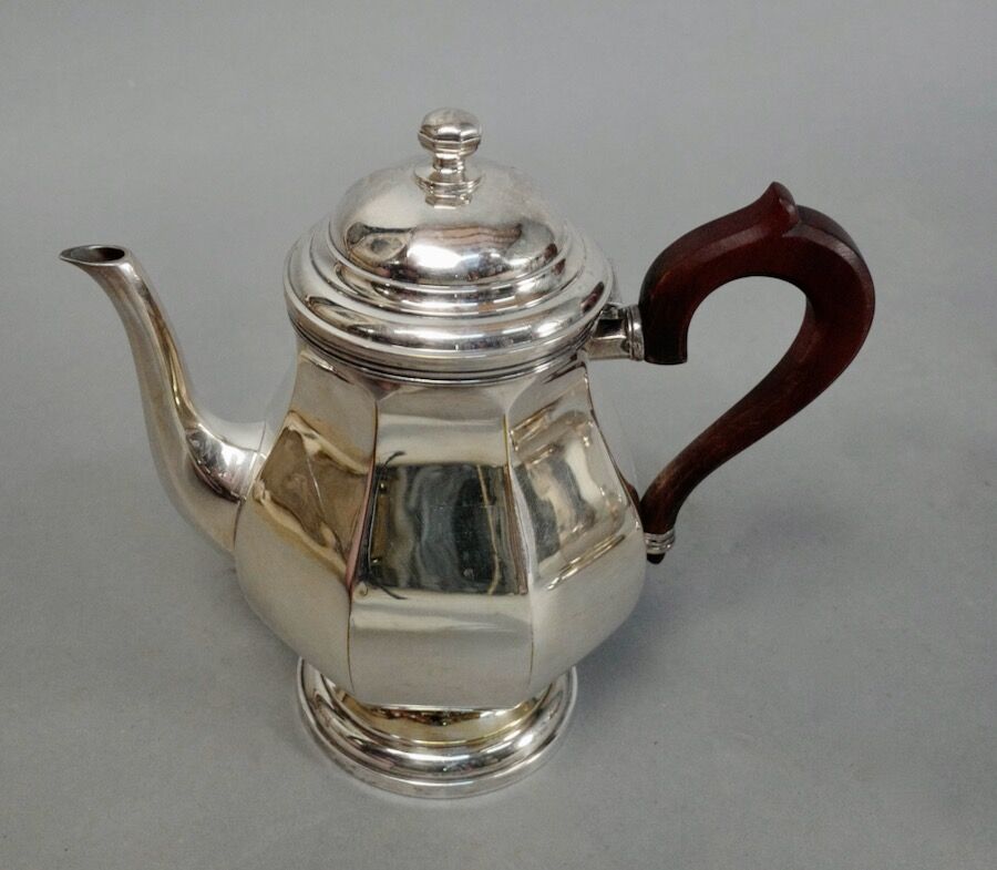 Coffee and tea service silver metal 3 pieces