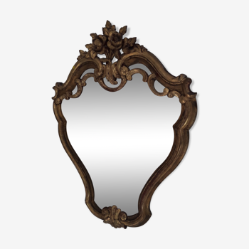 Louis XV-style gilded wood mirror - 55x42cm