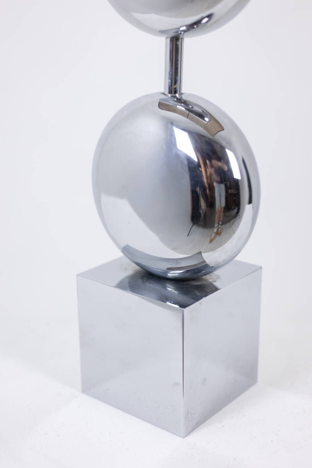 Chrome-plated metal lamp. Signed Chalier Paris. 1970s