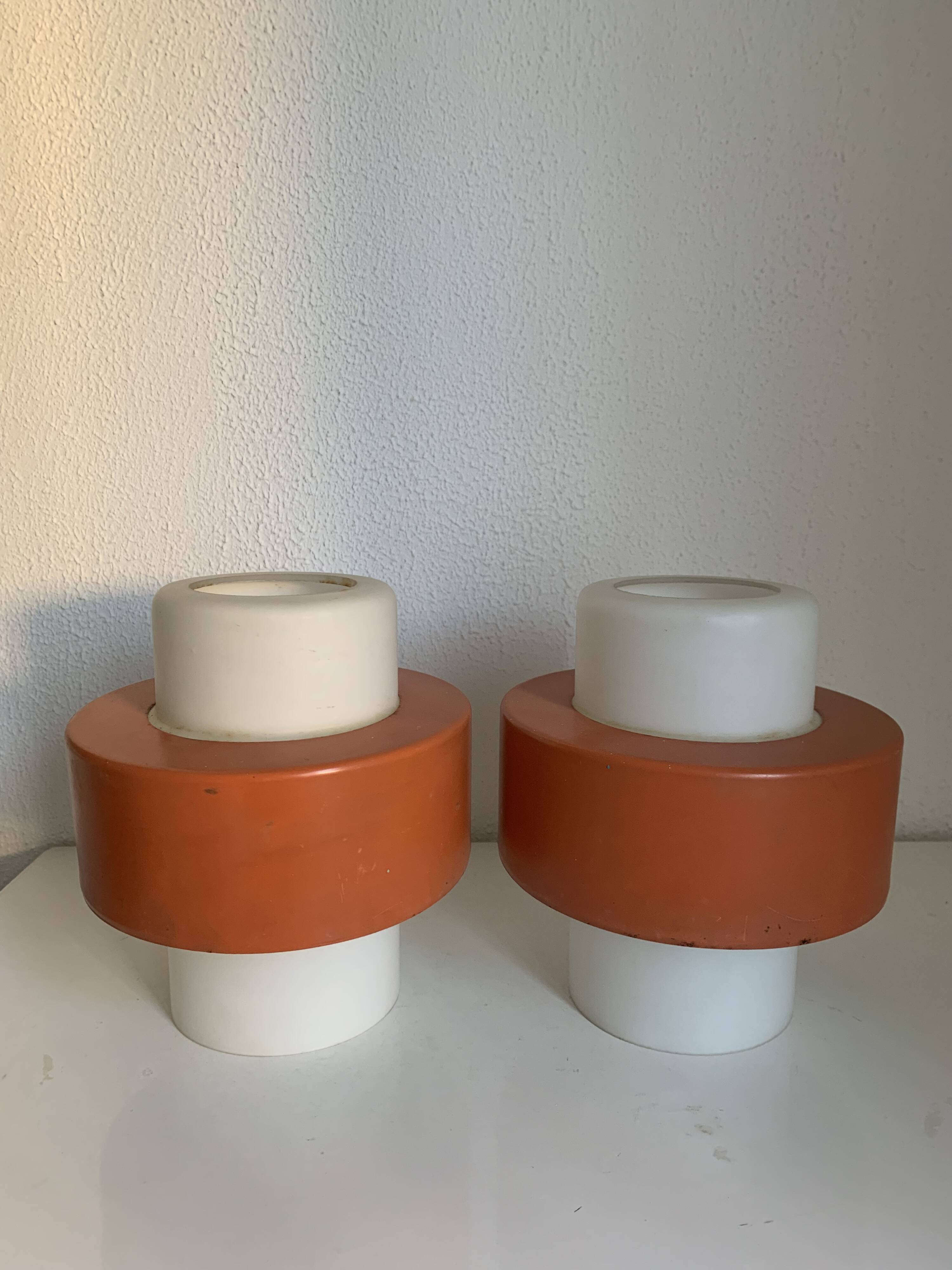 Paire suspension vintage 1960 Louis Kalff "Lierre" Philips carotte - 22 cm