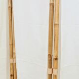 Bamboo screen with 3 frames in beige fabric.