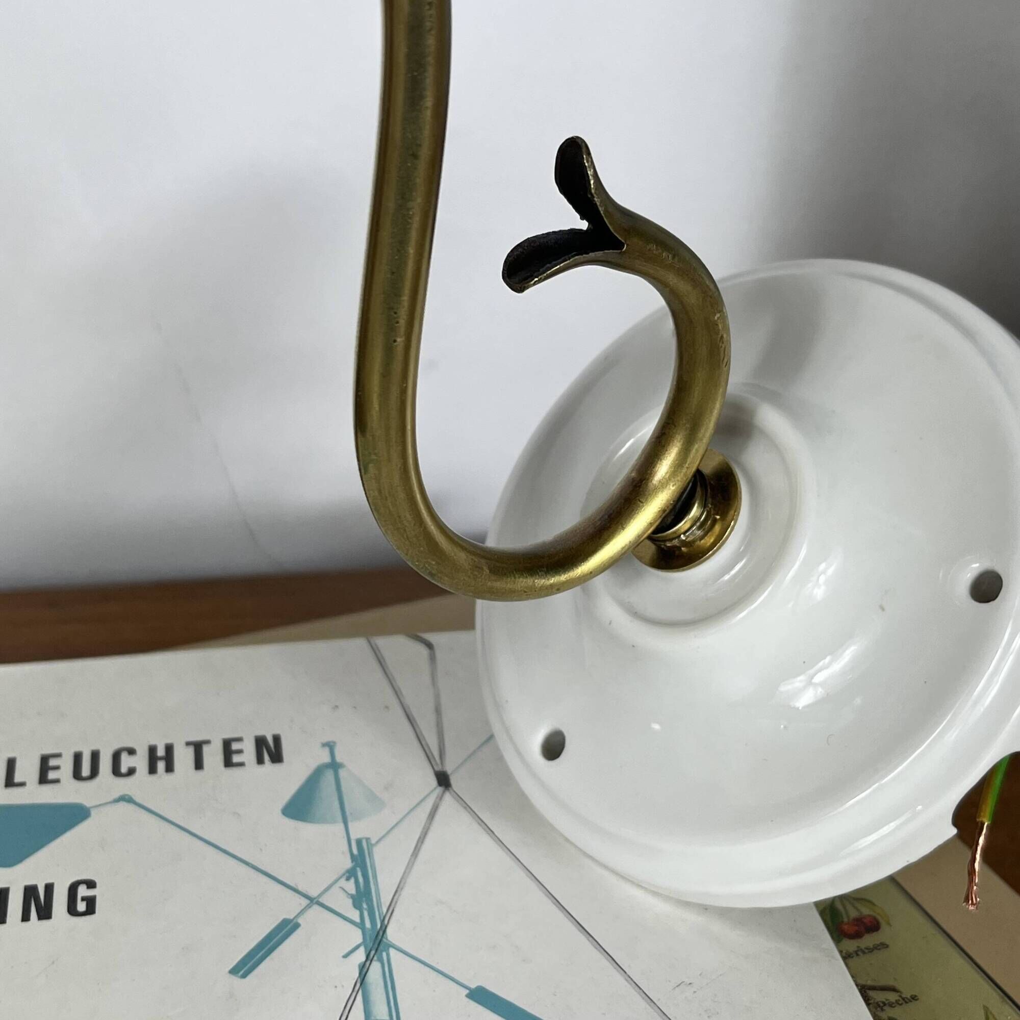 Vintage brass wall light with Art Nouveau tulip shade.