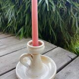 Pair of stoneware candle holders