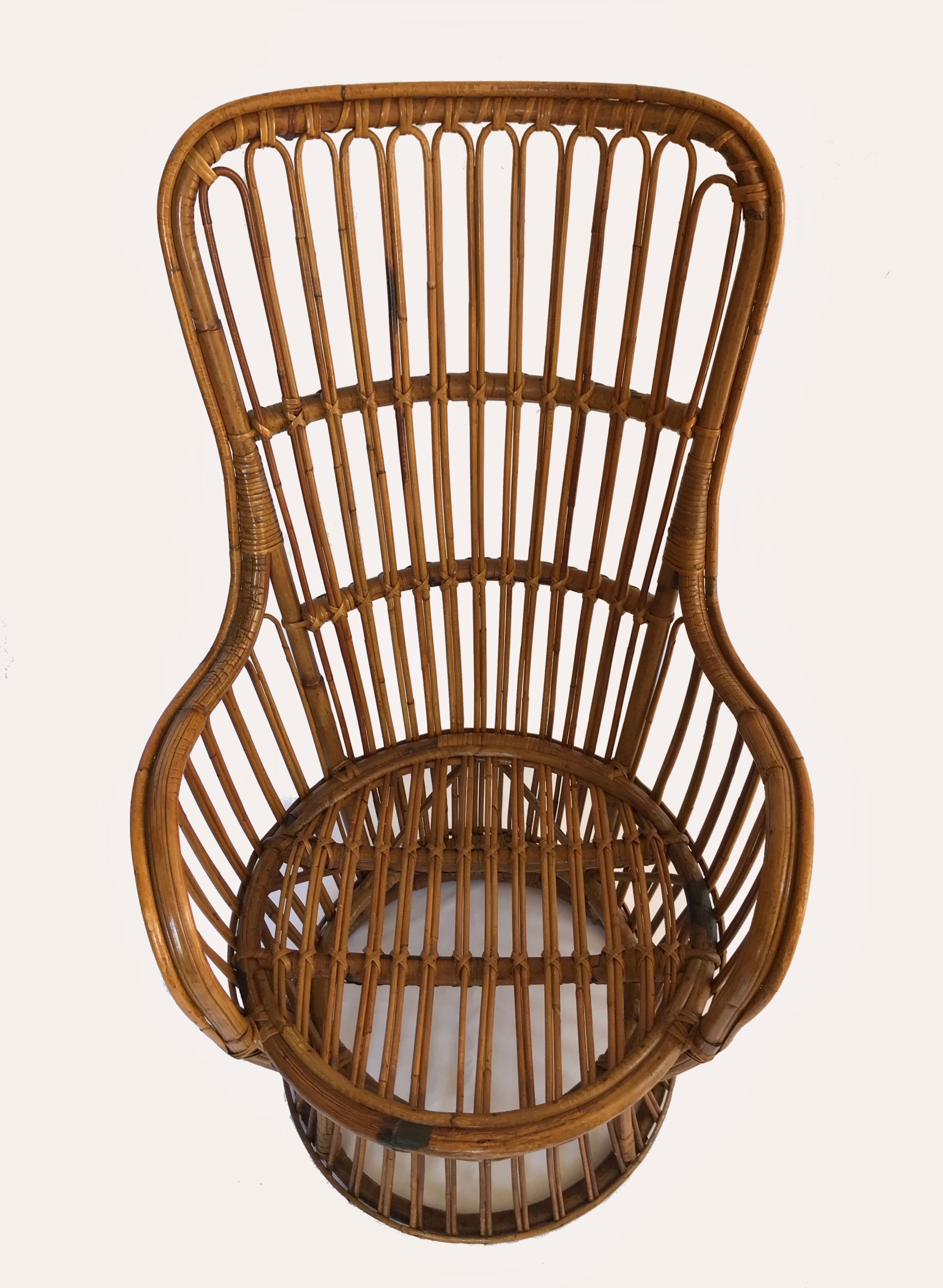 Rattan chair by Dal Vera, Italy 1950