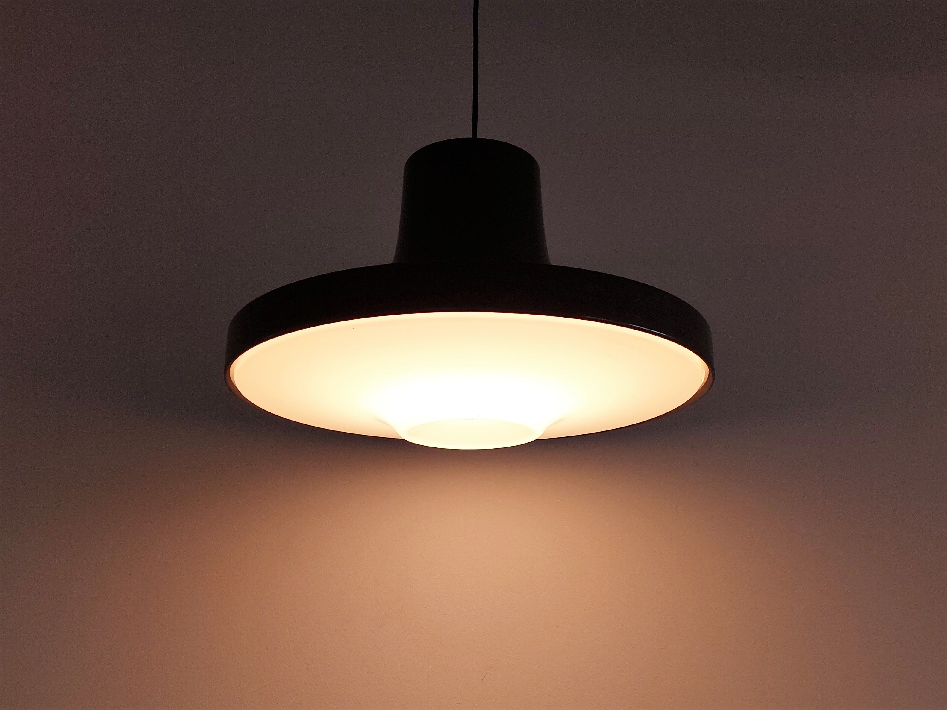 Brown metal pendant lamp with perspex diffuser for ab fagerhult, sweden