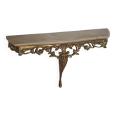 Table console en métal doré et son plateau marbre