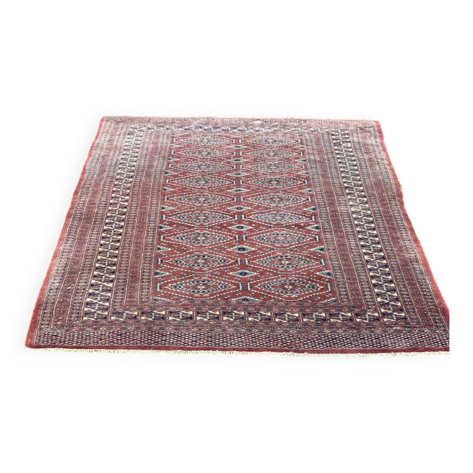 Persian wool rug in burgundy red diamonds 135x200cm