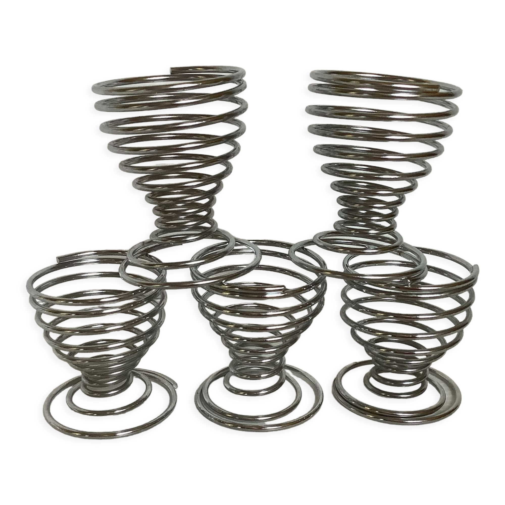 Five spiral spring eggcups