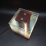 Desny Demeter glass and wood lamp, modernist art deco reissue