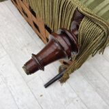 1950s, Danish 2-seater sofa, green furniture velour, beech wood.