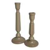 Pair of painted wooden candlesticks