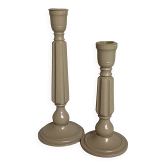 Pair of painted wood candlesticks
