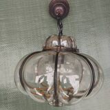 Glass and iron chandelier