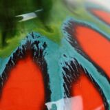 Hubert Bequet Vase Orange Green Turquoise Ceramic Sixties