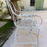 Pair of metal garden armchairs, 19th century