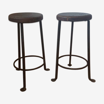 Pair of stools vintage tripods