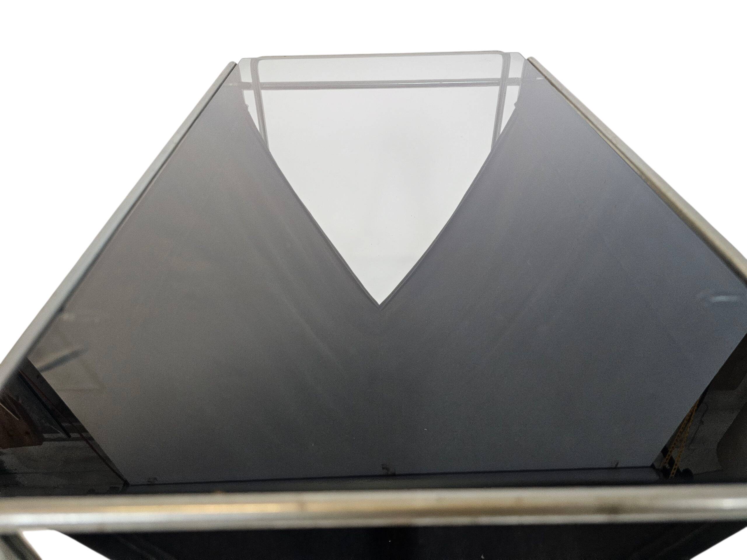 Max Sauze studio - side table - magazine rack - metal - glass - 70s