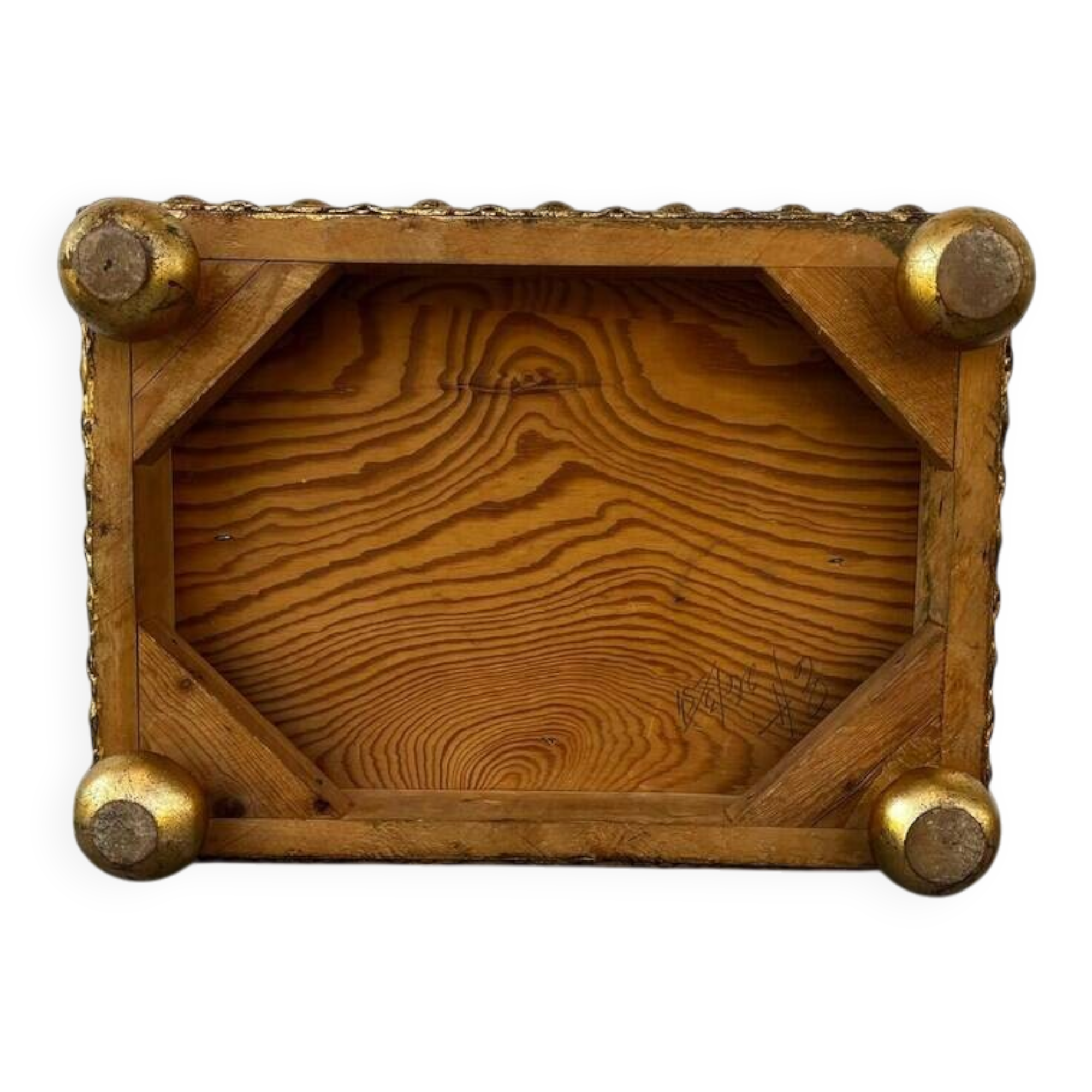 Empire Foot Stool With Petit Point Standing on Ball Feet Needlepoint Decor