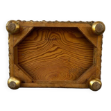 Empire Foot Stool With Petit Point Standing on Ball Feet Needlepoint Decor