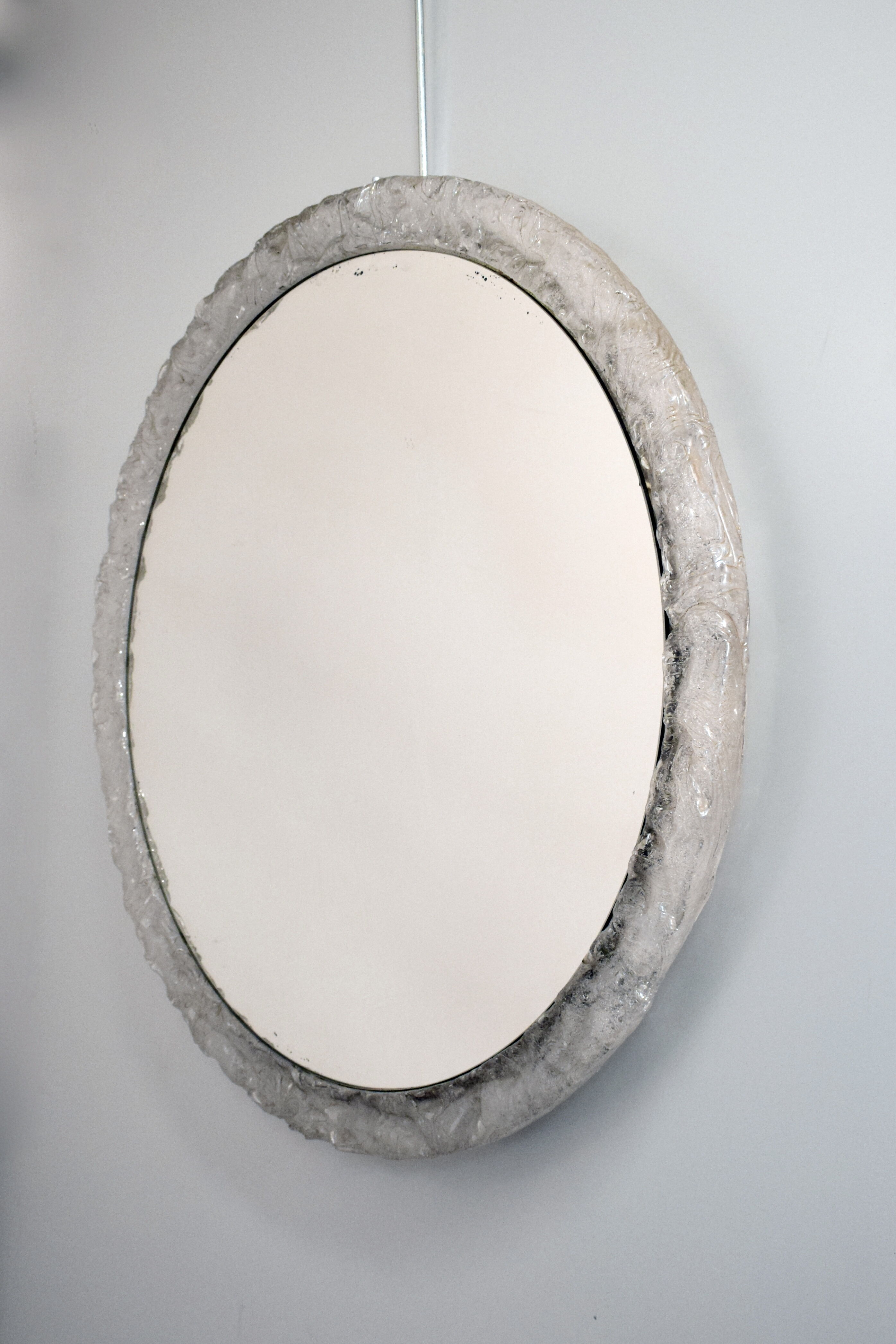 1960 lucite resin round mirror, by ED, 60 cm