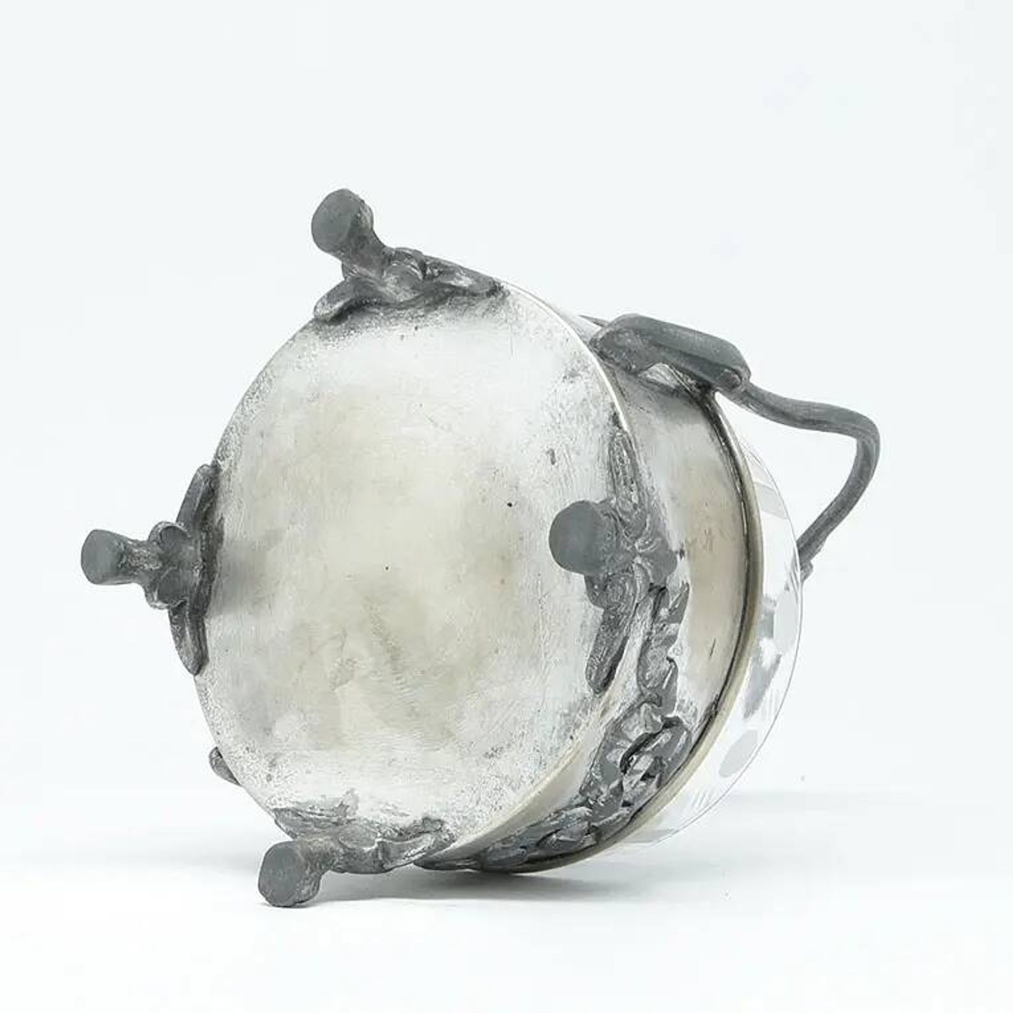 Art Nouveau sugar bowl, silver-plated brass, Poland, 1920s