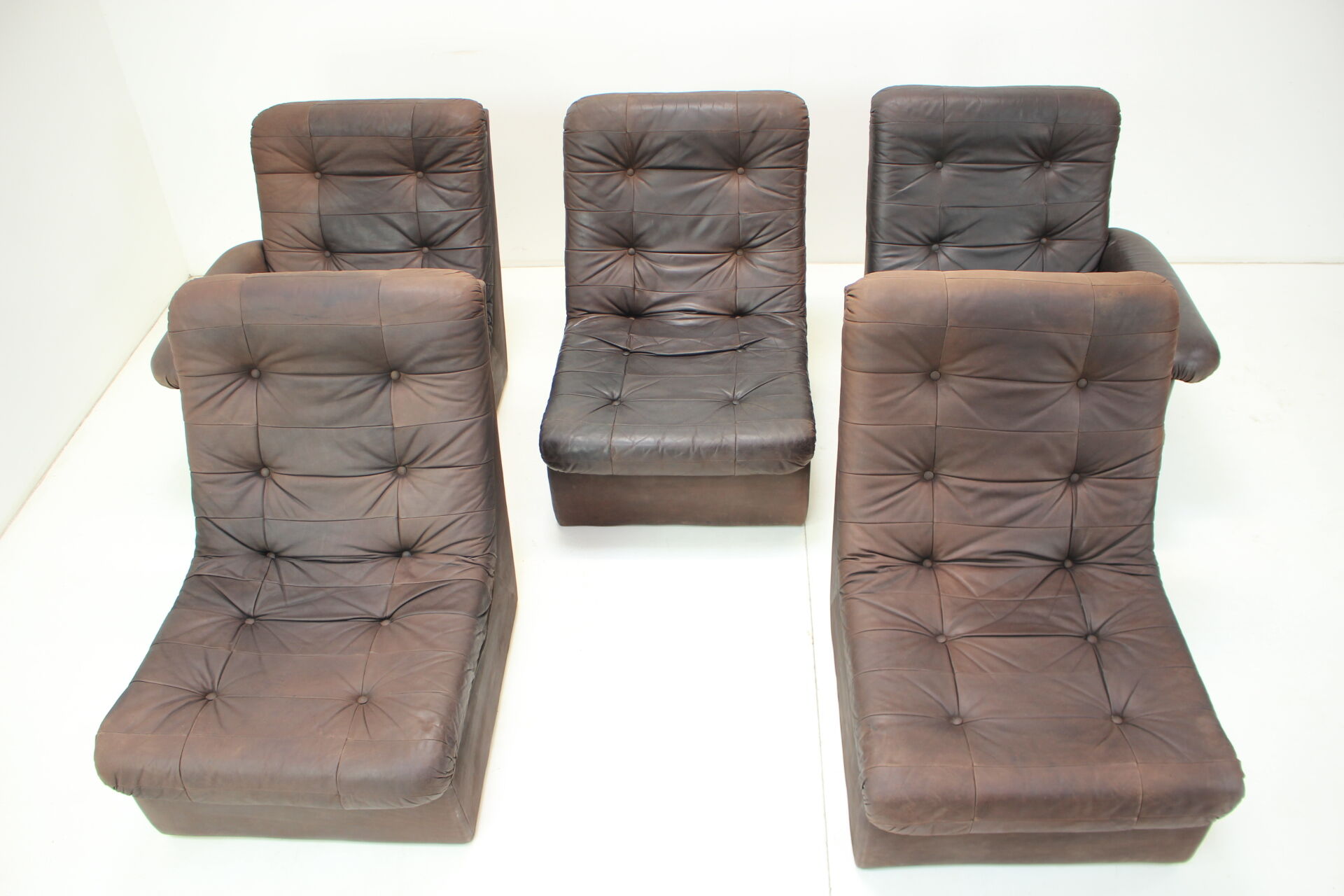 1980s leather modular five seater sofa