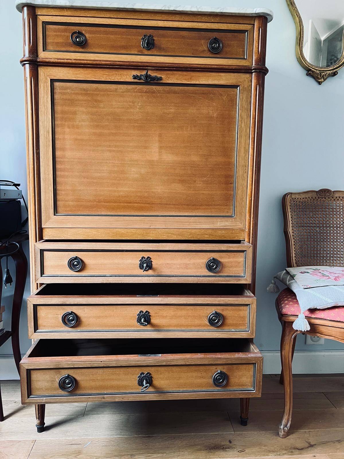 Secrétaire bois et marbre