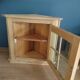 Glass corner showcase cabinet solid wood aero-gum patinated