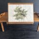 Manufrance wooden bedside table, folding tray with book holder.
