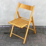 Chaise pliante en bois Mid Century avec siège à lattes