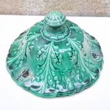 Hanging planter in green earthenware