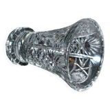 Vase ancien en cristal de Bohème - motifs étoiles palmette taillés H22.5cm