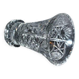 Vase ancien en cristal de Bohème - motifs étoiles palmette taillés H22.5cm