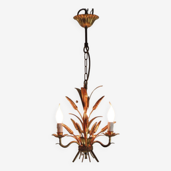 Chandelier Sheaf of wheat Maison Masca candlestick by Hans KÖgl in gold metal 1960