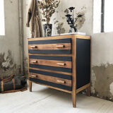 Commode vintage noire et bois
