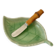 Small butter dish, bamboo knife