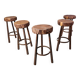 5 tabourets de bar en tronc d'arbre, années 1970