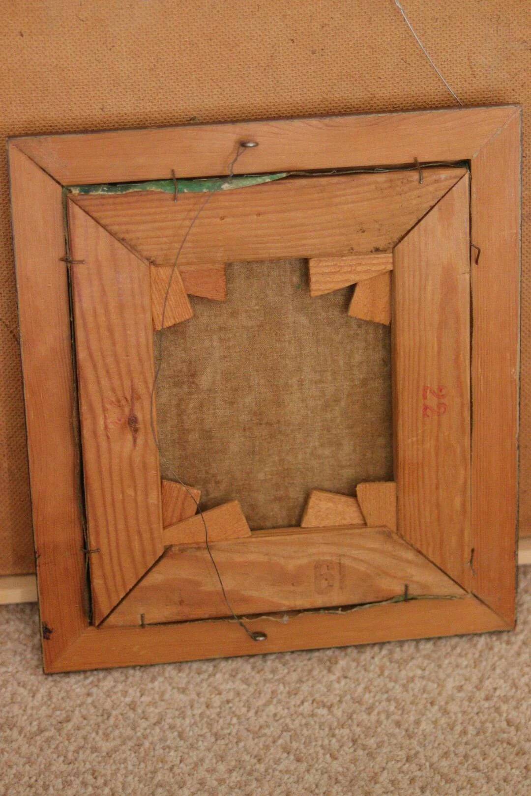 Huile sur toile originale européenne — Maison au bord du lac