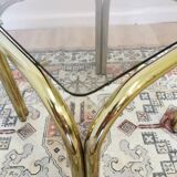 Vintage Italian Coffee Table: Brass & Smoked Glass, Mid-Century Modern