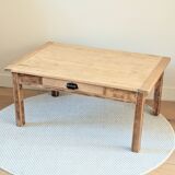 Antique solid wood coffee table with drawer.
