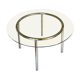 Table ronde design 1970 en verre et métal