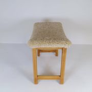 Modern Scandinavian stool in pine and sheepskin, Sweden, 1970s
