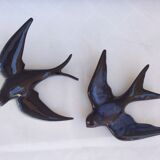 Two ceramic wall swallows