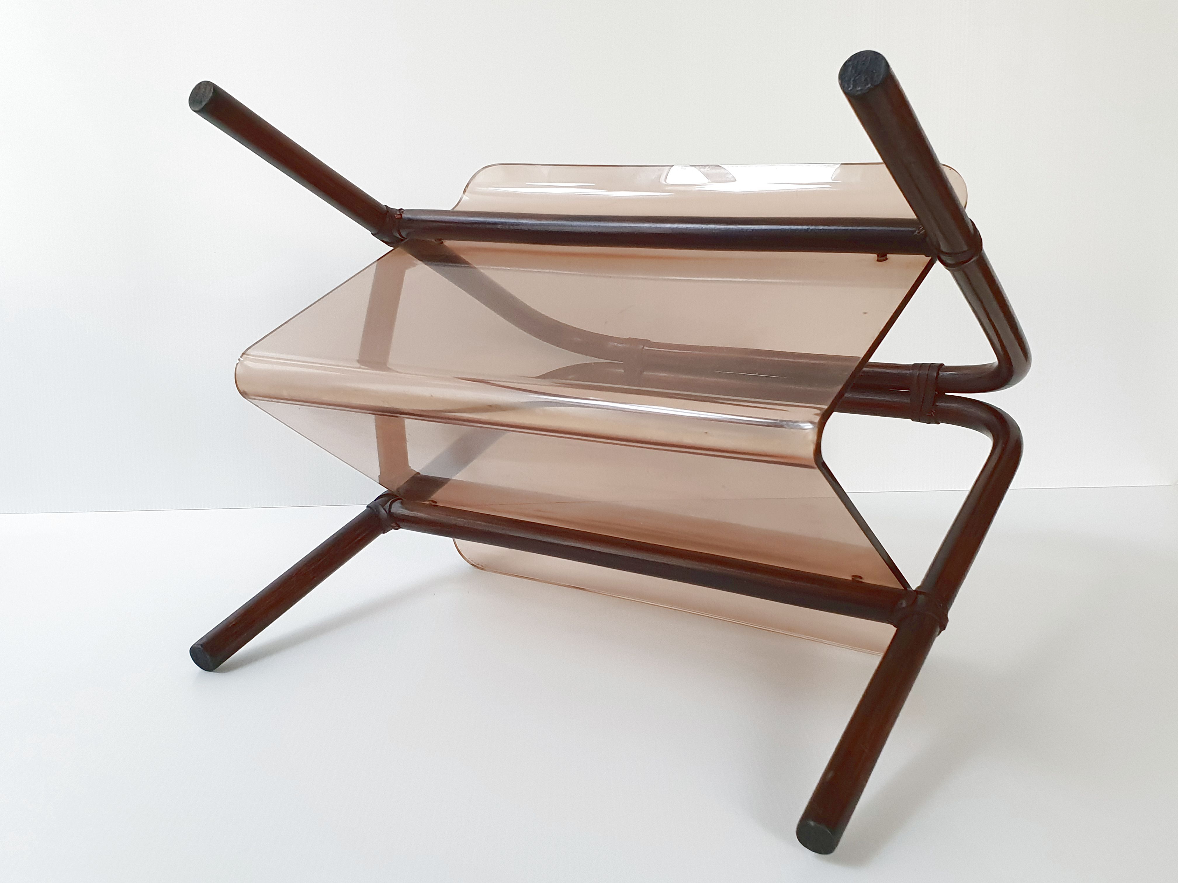 Vintage bamboo and Plexiglas 1970 magazine holders