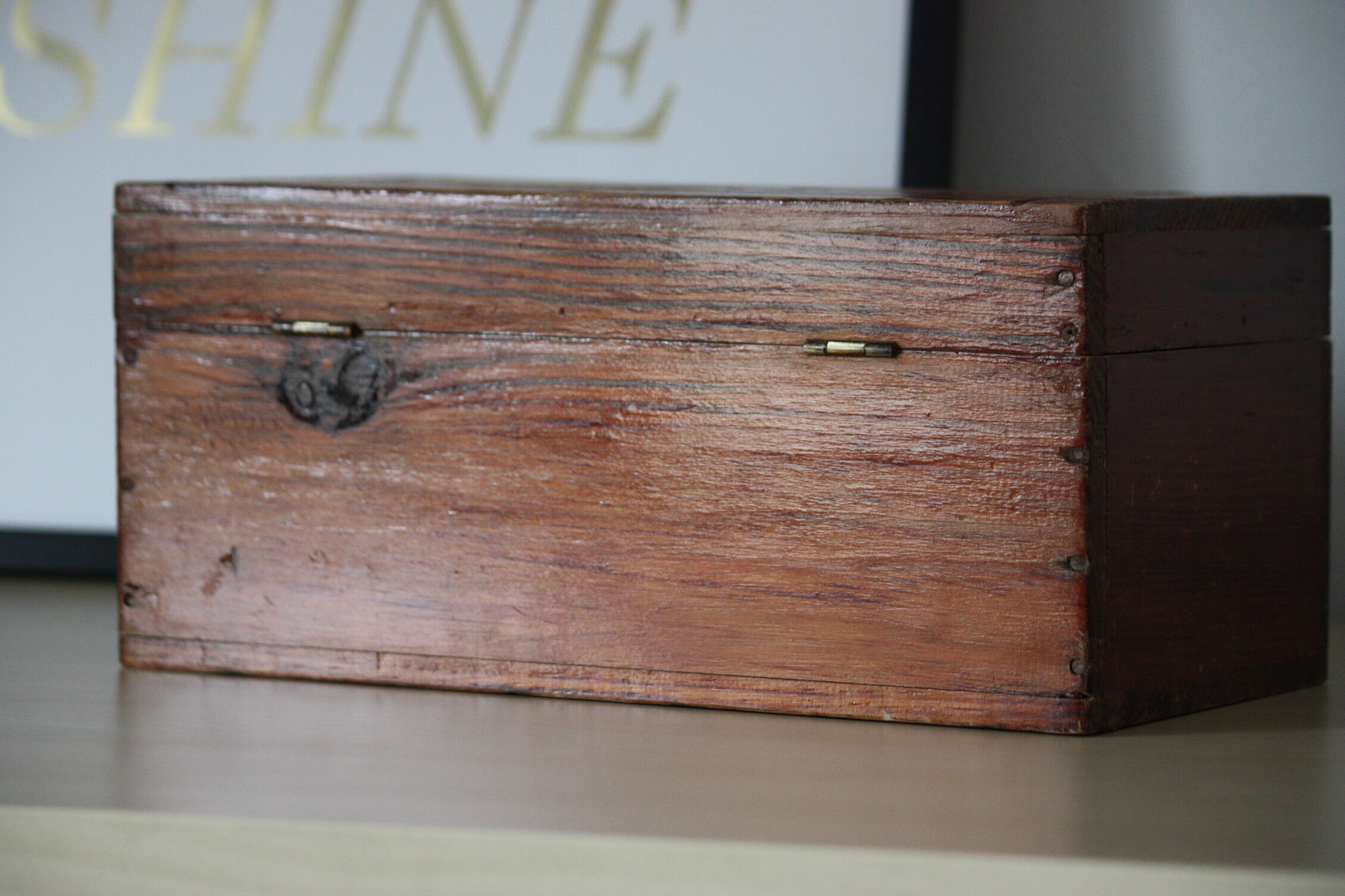 Carved wooden box with lock