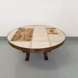 Table basse ronde vintage de Jean Gregorieff pour Roche Bobois des années 60 70 en céramique acier