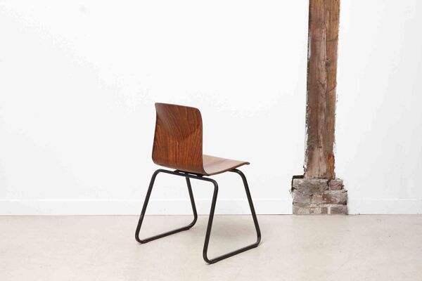Chaise vintage Galvanitas S23 chêne et marron