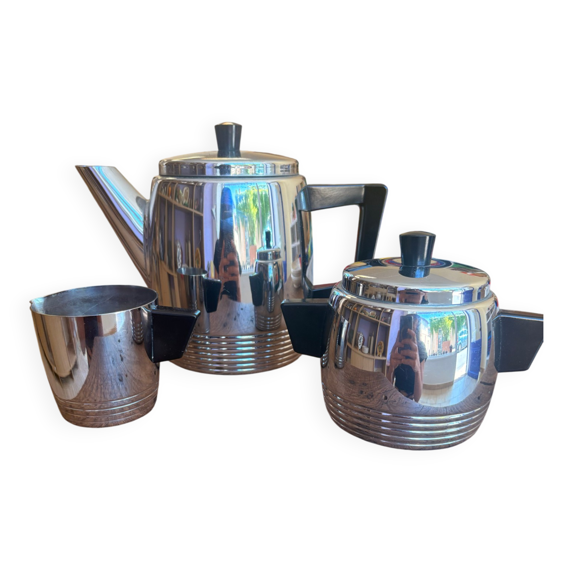 ☕ Vintage Art Deco tea set – Saint Louis in pure copper and