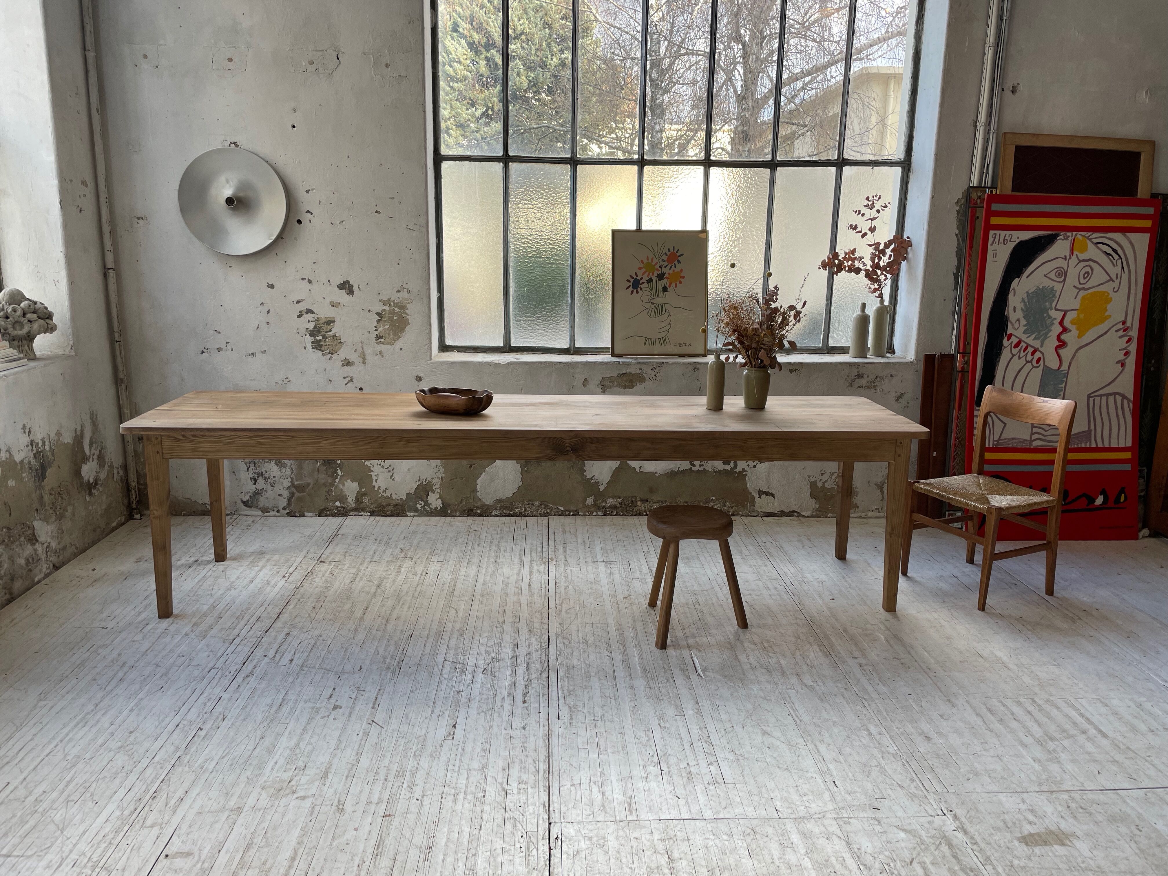 XL farmhouse table in beech and pine 3m